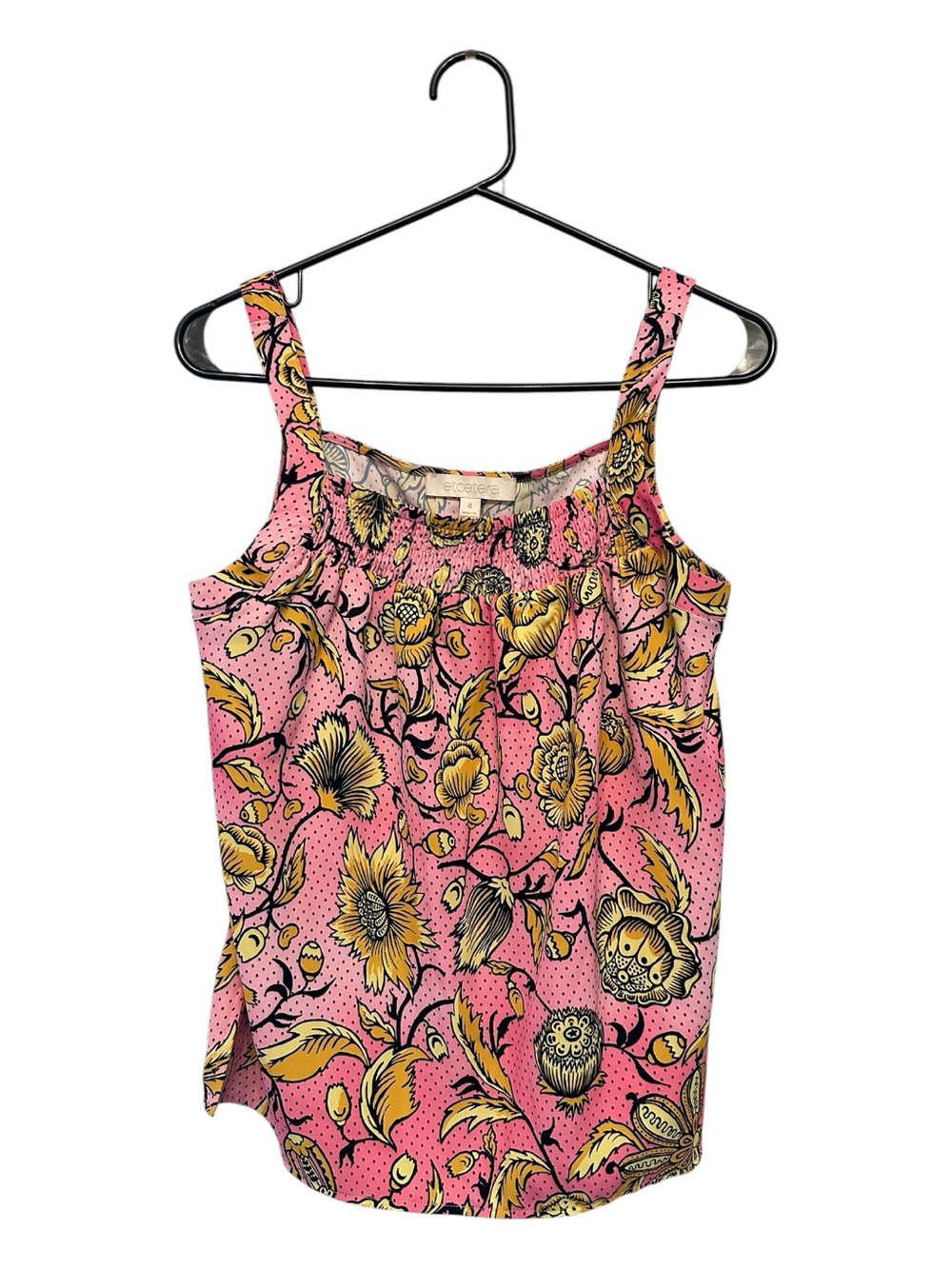 Etcetera Pink Floral Camisole with Yellow Accents Size 4